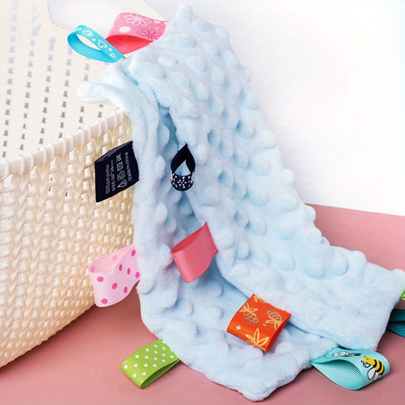 Image of Colorful Tags Bib, Play Cloth, And Blanket For Grip Training