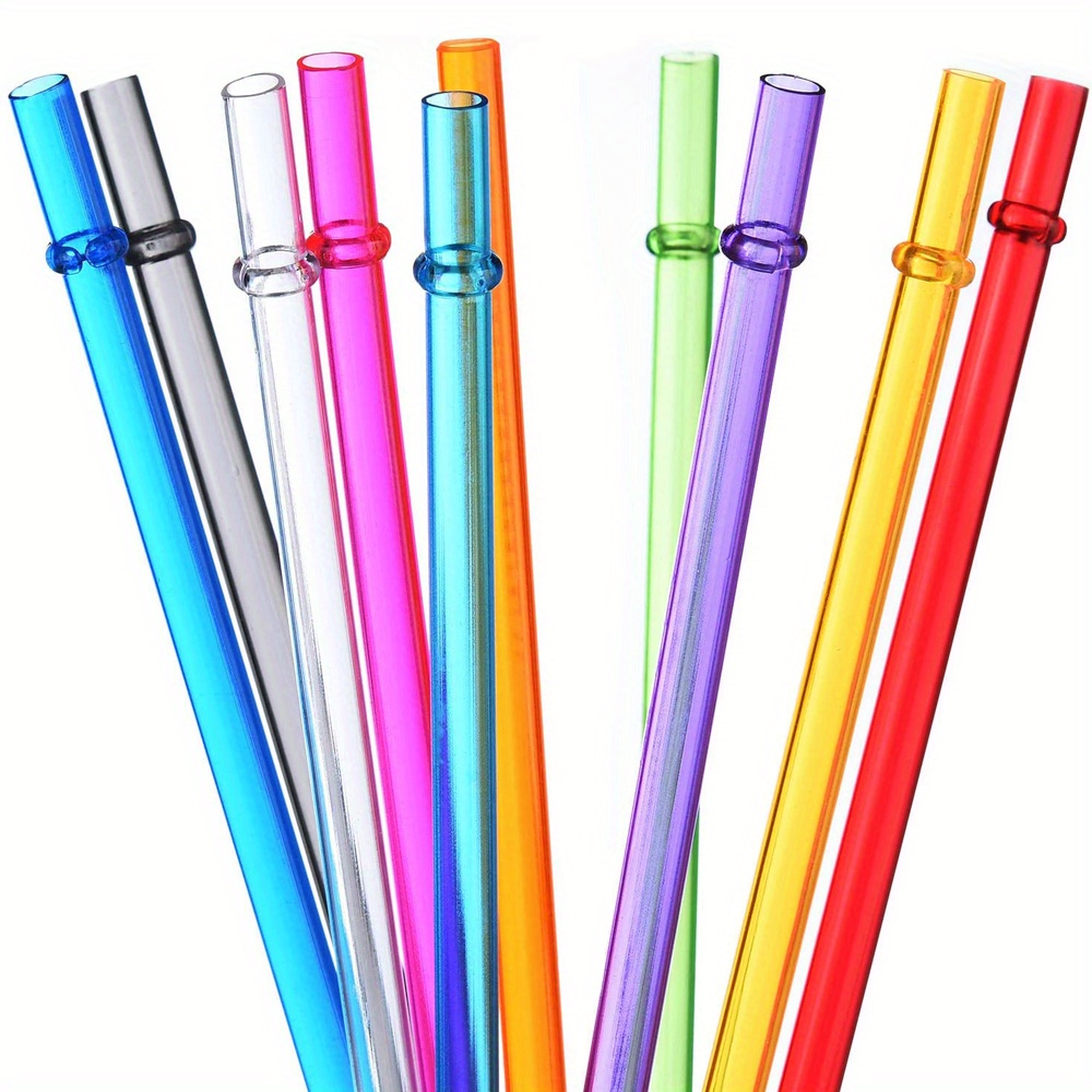 Reusable Hard Plastic Clear Straws 10.5 Inch Straws with Cleaning