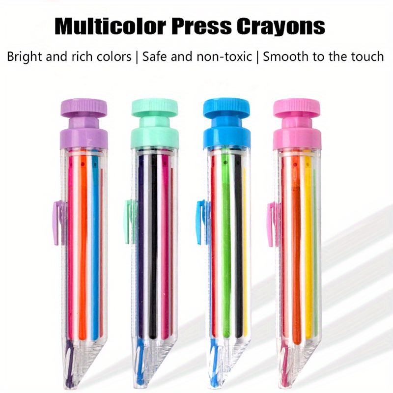 1pc 8 Colors In One Pen Rotary Multi Colour Crayons Push - Temu