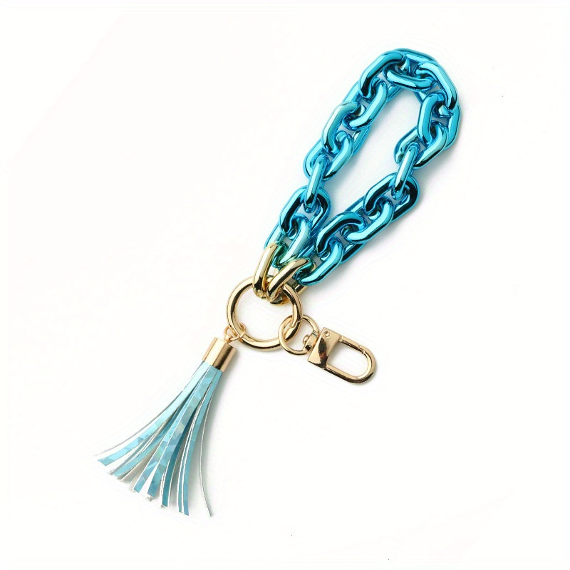 Chunky Chain Link Wristlet Keychain Acrylic Bangle Key Ring