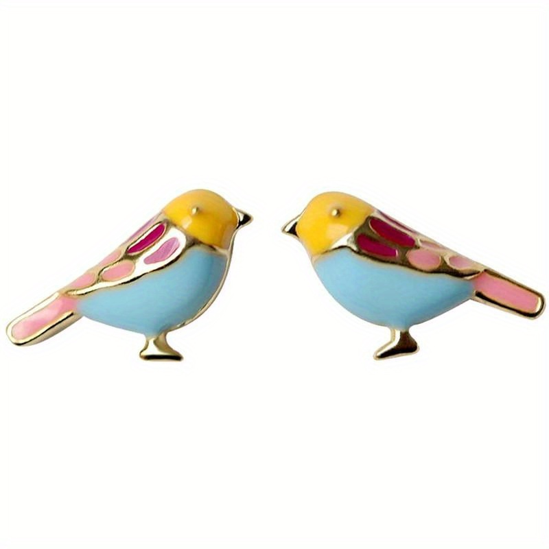 Image of Simple Cute Bird Enamel Stud Earrings For Women Girl Daily Casual Fashion Accessories