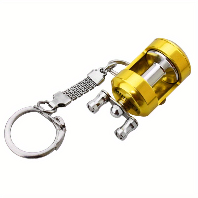 Durable Metal Fishing Reel Keychain For Men Perfect Gift For
