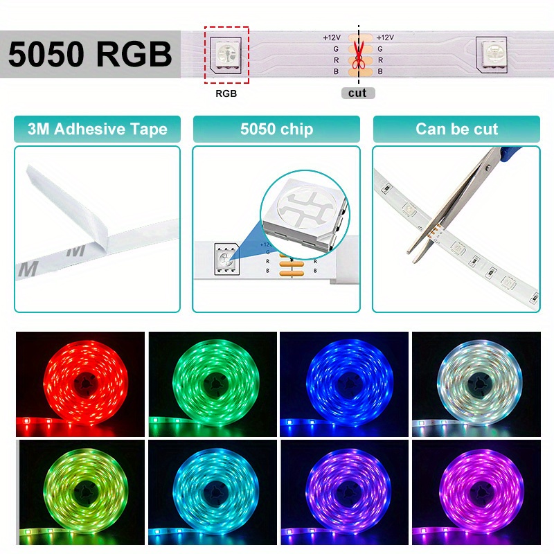 Rgb Smart Led Strip Lights 32 8ft 180 Leds Work Alexa Google - Temu Mexico