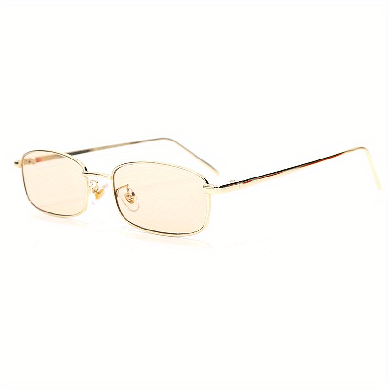 Medium Size Oval Square Frame Metal Temple Tinted Color Lens Women