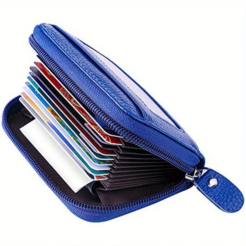Genuine Leather Rfid Credit Card Holder With Zipper Leather Credit Card  Wallet Small Zip Around Wallet, Shop The Latest Trends