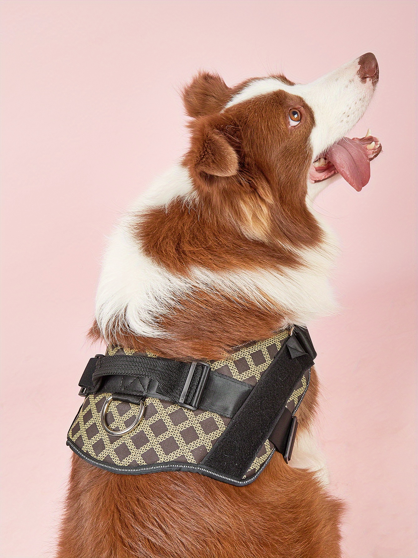 No Pull Dog Harness, Plaid Pet Harness With Name Patch, Dog Harness With Handle And D Ring Temu