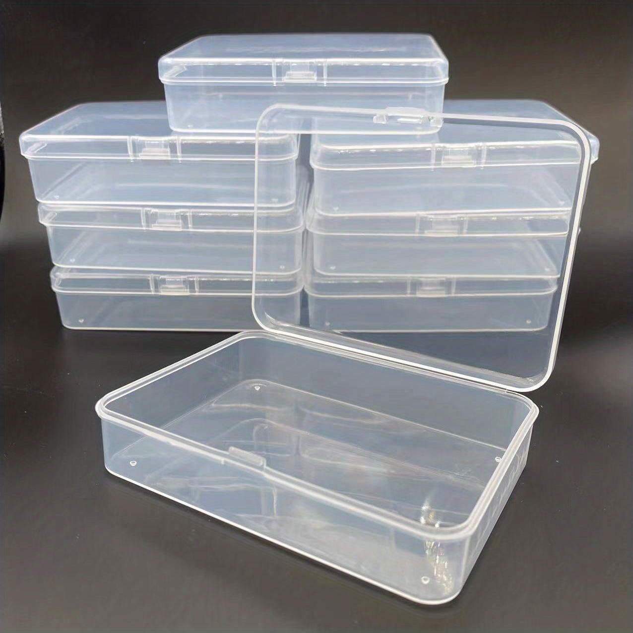  Qeirudu 15 cajas pequeñas de almacenamiento de plástico  transparente, caja organizadora vacía pequeña, cajas rectangulares de  almacenamiento con cuentas con tapa con bisagras para cuentas, joyas,  herramientas, suministros de manualidades (2.56