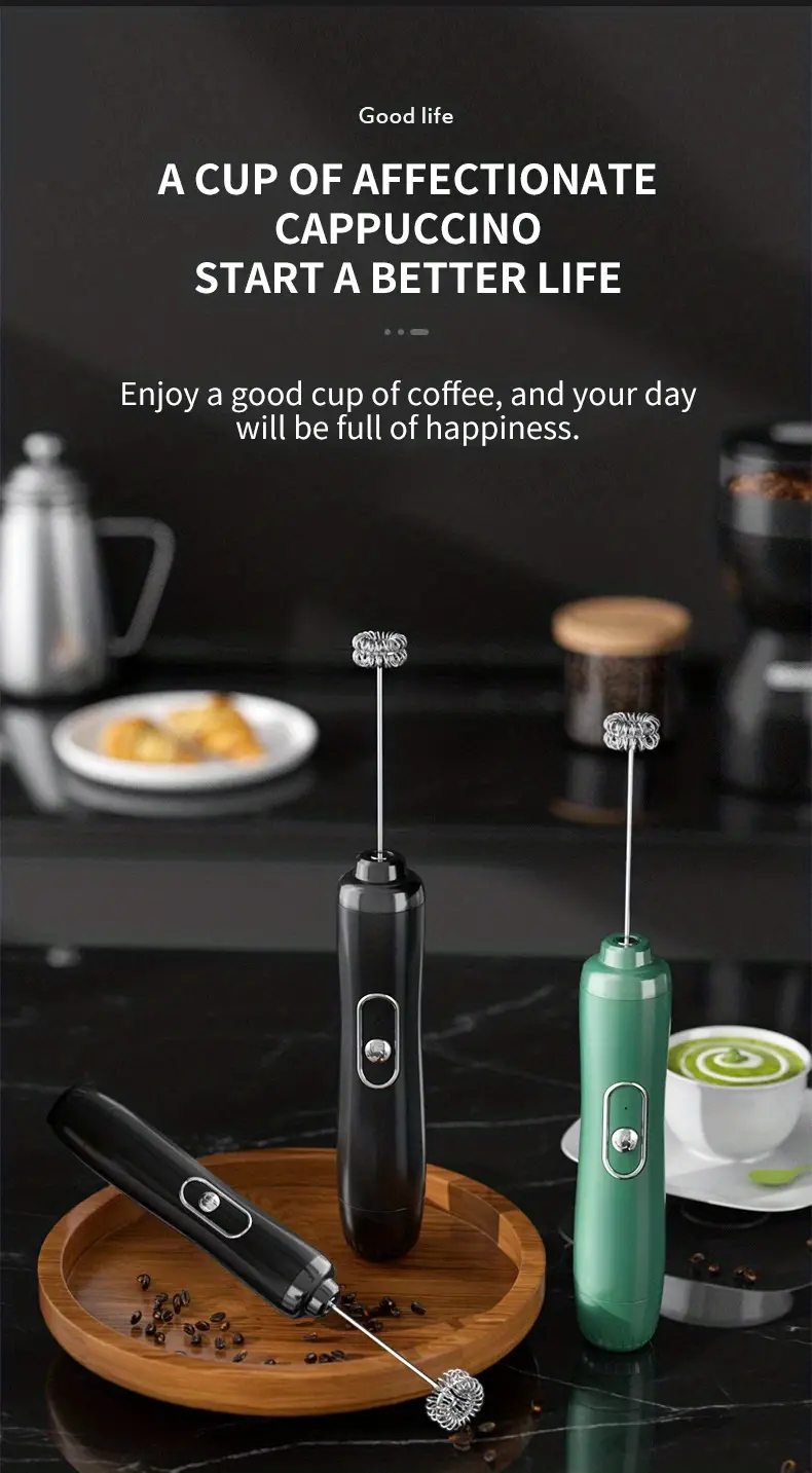 1pc milk foaming handheld coffee blender foam blender battery powered 3 speed electric mini hand aerator for latte cappuccino hot chocolate eggs details 2