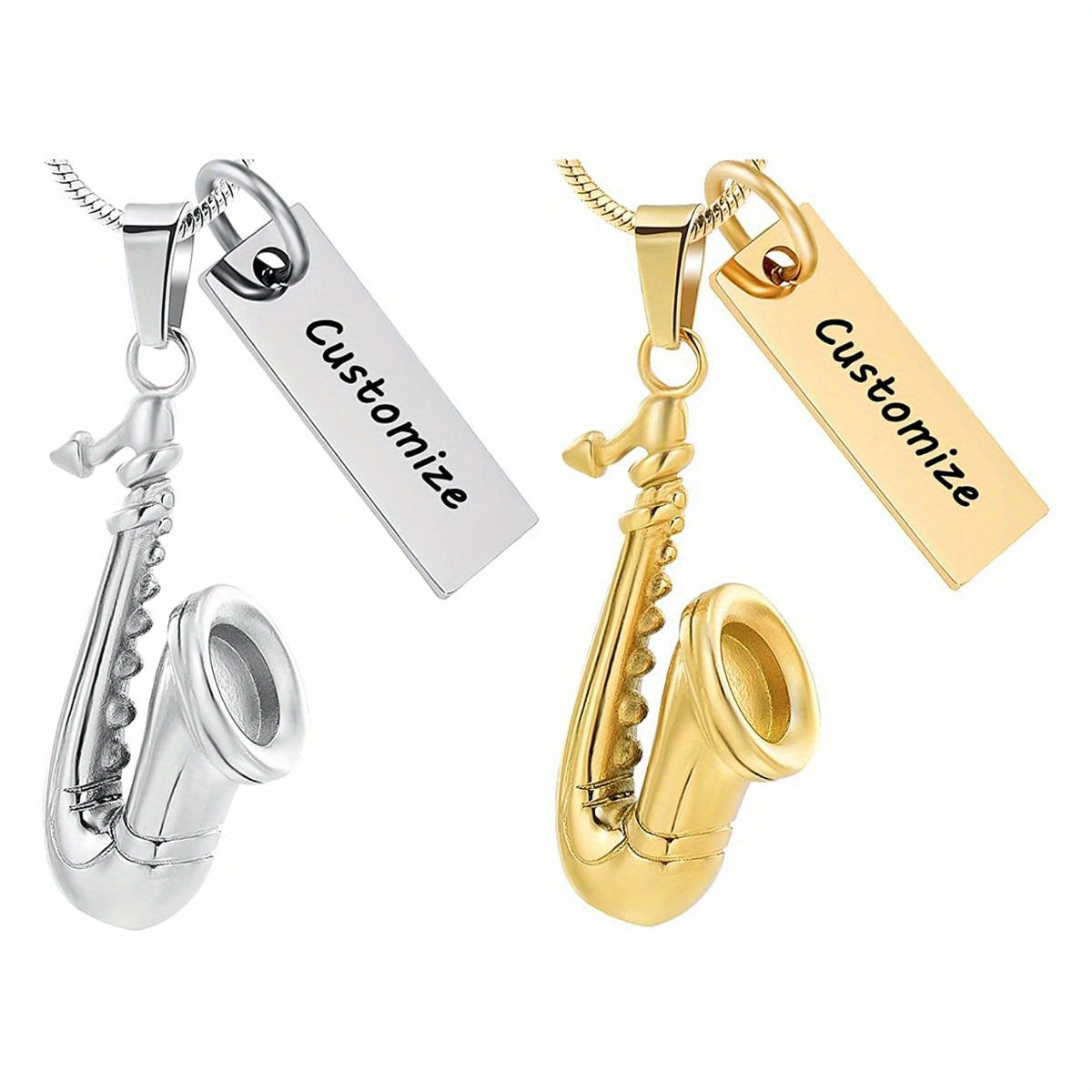Customizable Saxophone Pendant Necklace for Memorials