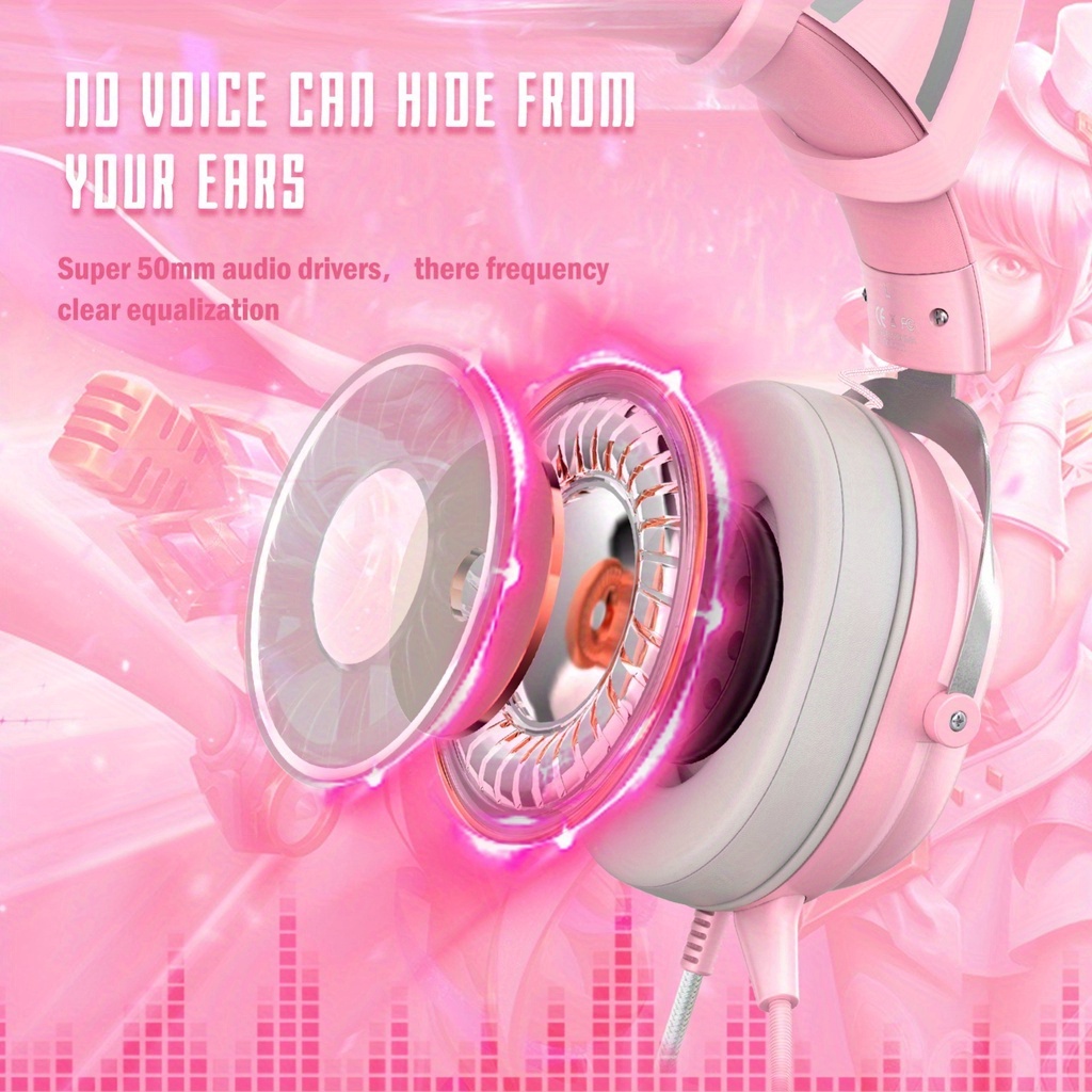 Onikuma B20 Gaming Headset Cute Cat Ears With Detachable Microphone Rgb