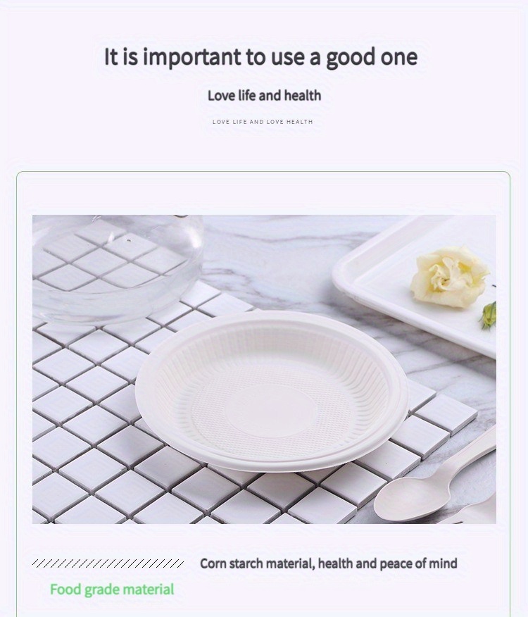 Disposable Plates, Biodegradable Corn Starch Material, Party And Restaurant  Supplies, Fruit Plates, Salad Plates - Temu