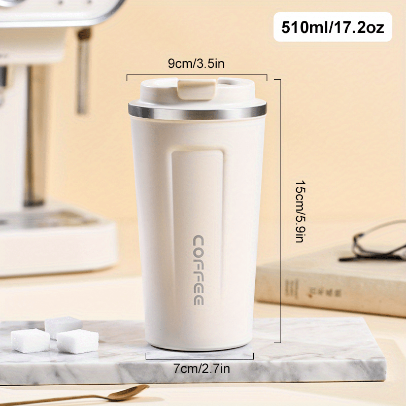 510 mL Insulated Coffee Mug with Lid,Double Layer Vacuum Insulation Coffee  Cup,Durable Safe Rust-resistant Leak-Proof Reusable for Outdoor Travel