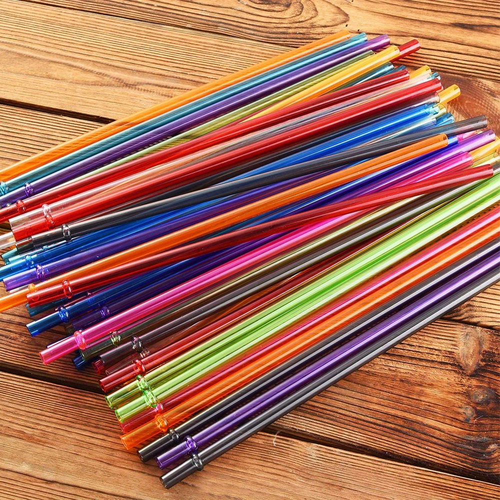 Rainbow Colored Reusable Hard Plastic Straws For Tall - Temu