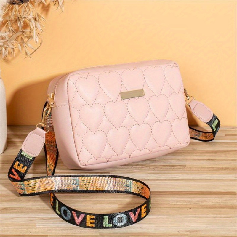 Pink Crossbody Bag With Wide Strap