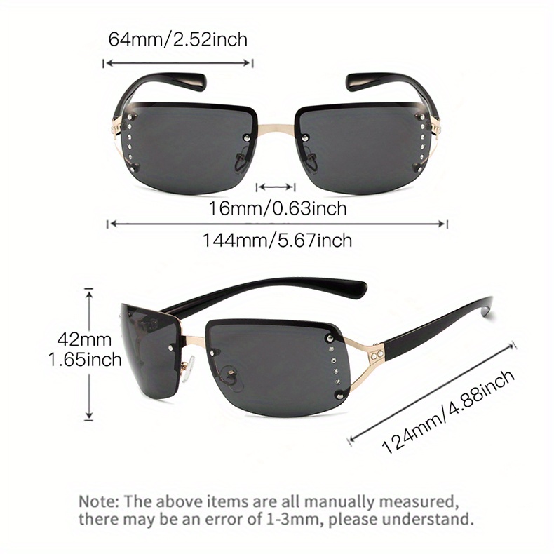 1pair Y2k Rimless Mono Lens Futuristic Sunglasses For Outdoor