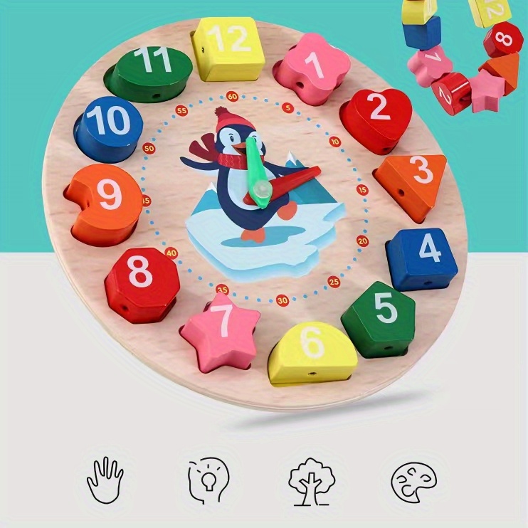 Early Learning Center Wooden Teaching Clock With Random Pattern, Toys  Wooden Shape Color Sorting Clock Teaching Time Number Blocks Puzzle  Stacking Montessori Educational Toy Gift For Year Old Kids - Temu