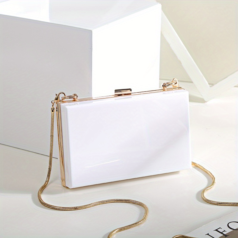 Mini Women Acrylic Clutch Bag, Acrylic Bag Gold Chain