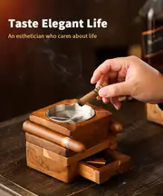 1pc wooden cigar ashtray coaster with slot for cigar perfect gift for men husband boyfriend dad uncle boss and colleague details 4