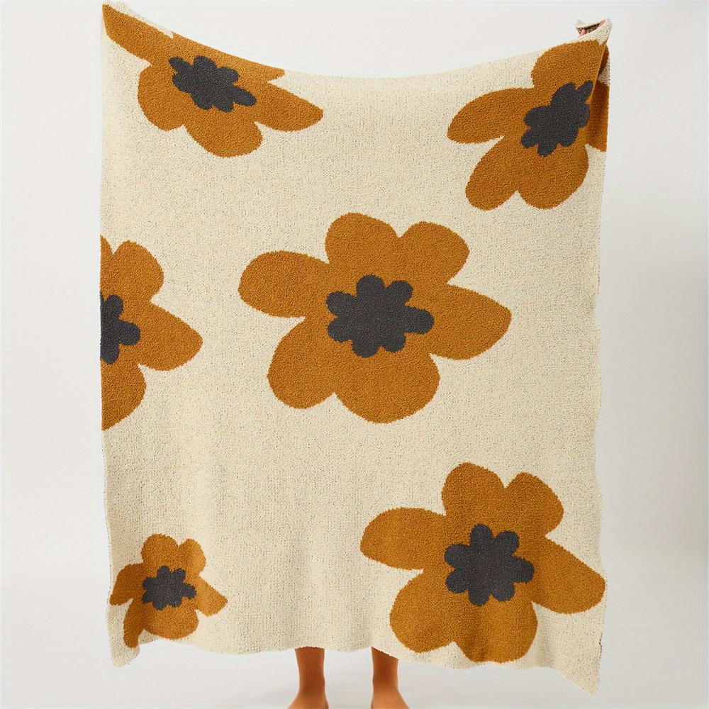 Nordic Flower Pattern Knitted Blanket Air Conditioning Temu