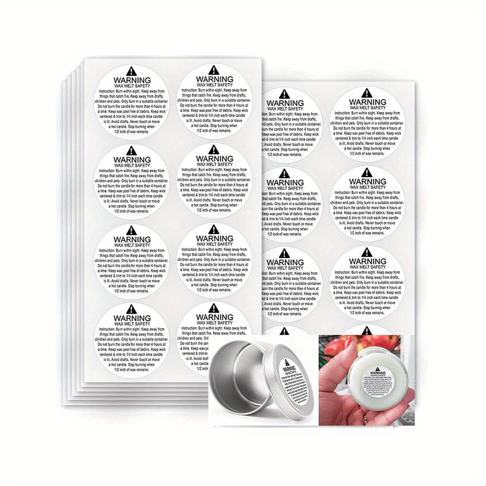 Candle Warning Stickers,Wax Melting Safety Labels,1.5 Inch Candle Jar  Container Stickers,504 Pcs Per Pack