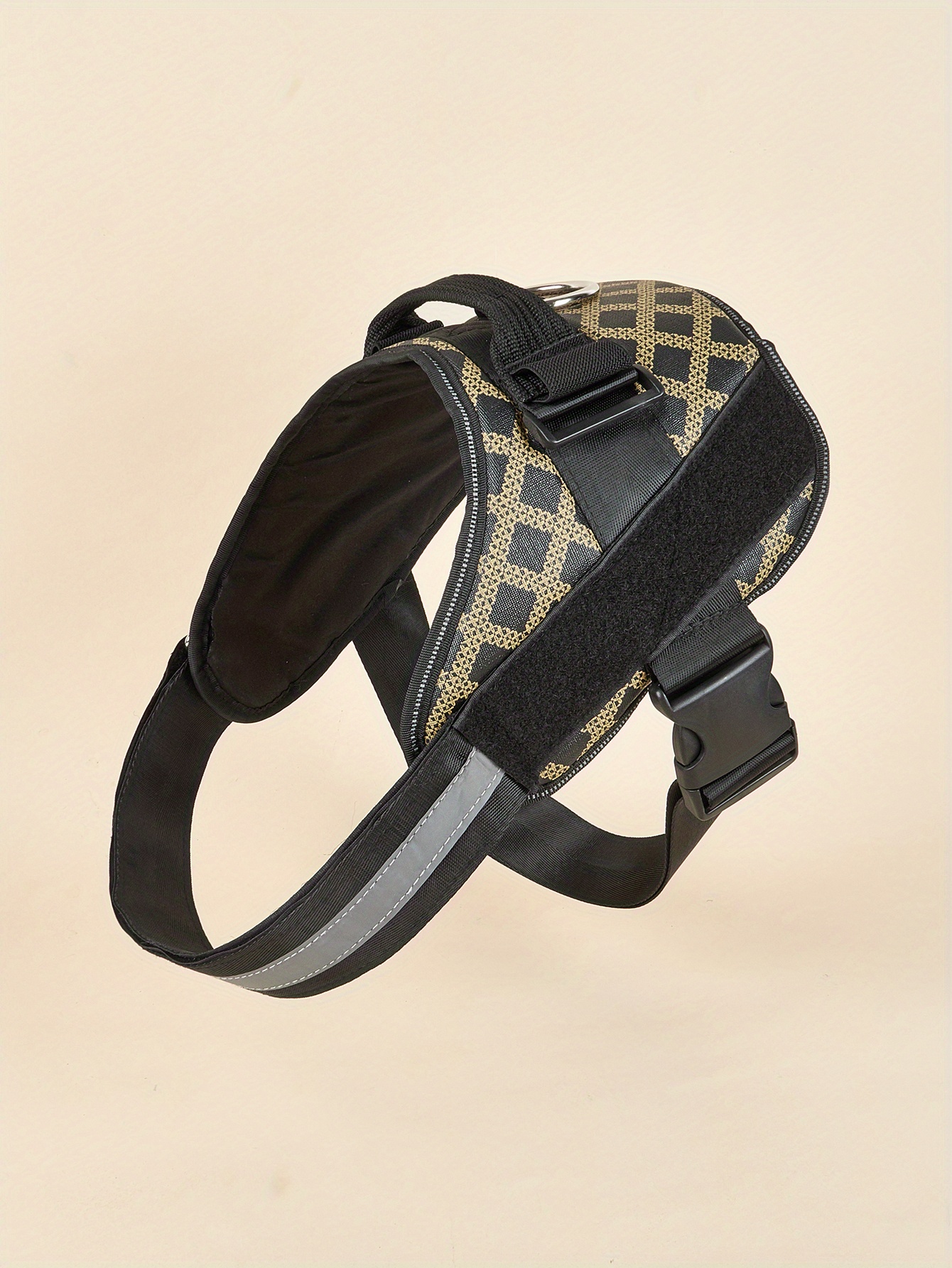 No Pull Dog Harness, Plaid Black Pet Harness With Name Patch, Dog