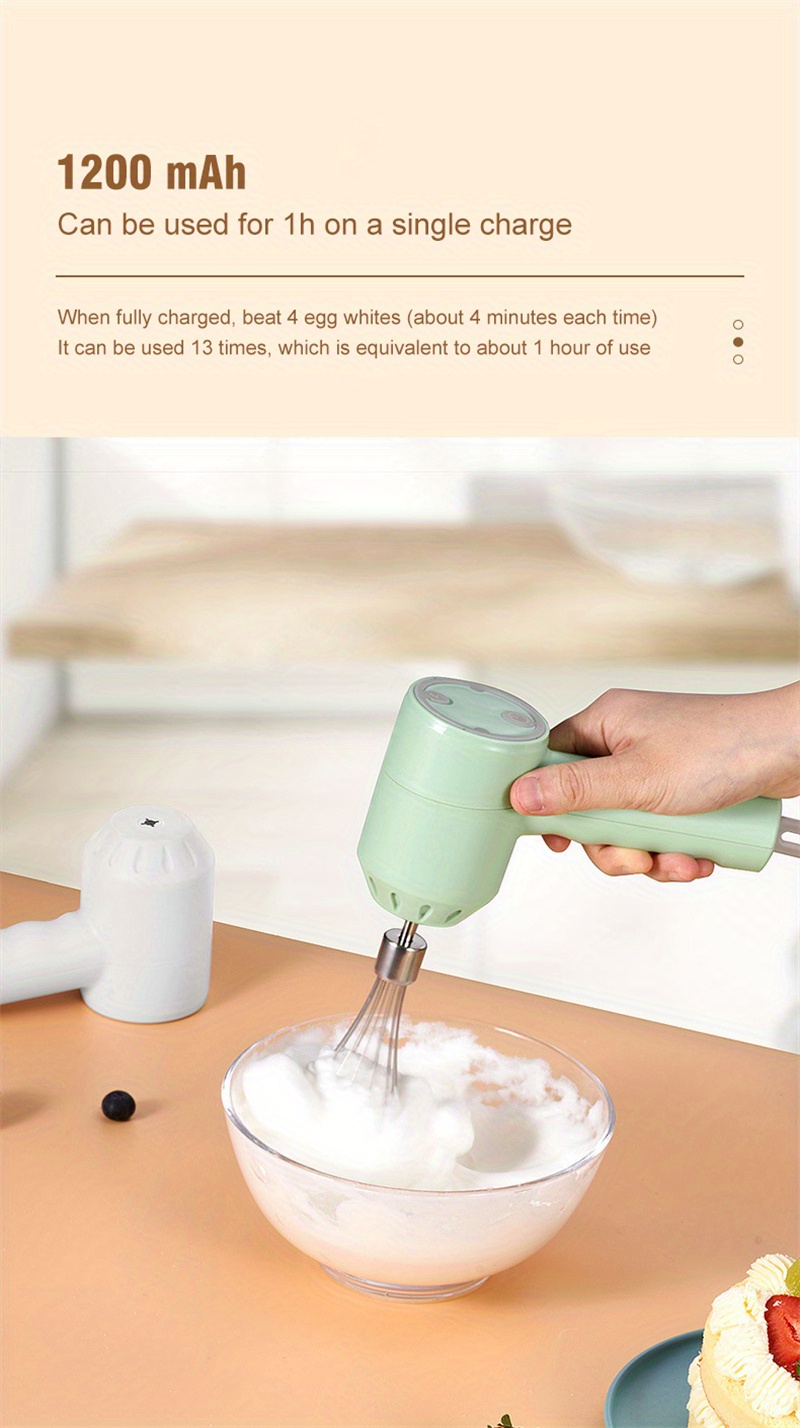 1pc hand mixer electric milk frother electric hand held usb rechargeable coffee frother beaters with 2 stainless steel portable mixer 3 speed adjustable egg whisk for latte cappuccino hot chocolate egg details 3