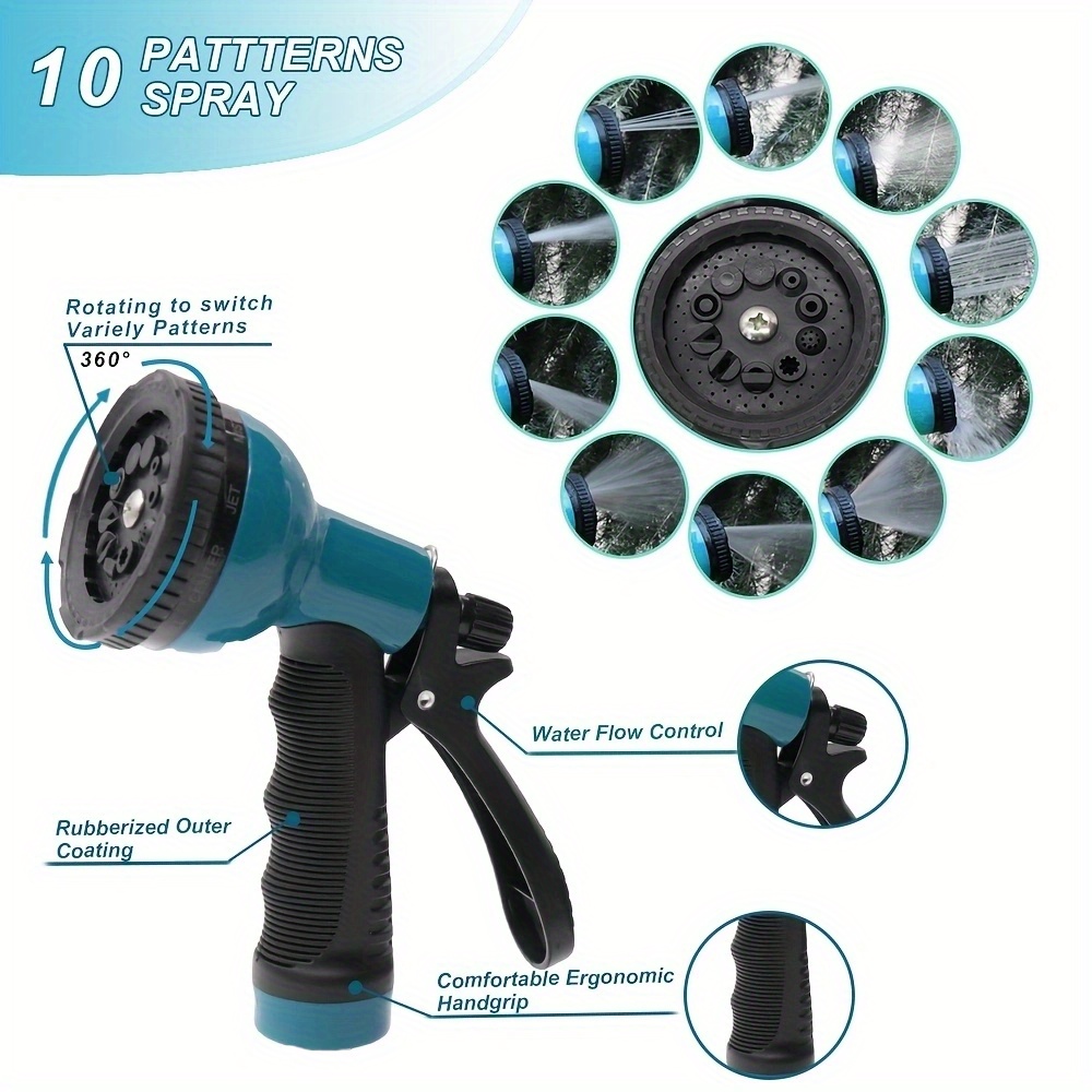 Garden Horse Nozzle Sprayer Water Gun 10 Watering Pattern Temu
