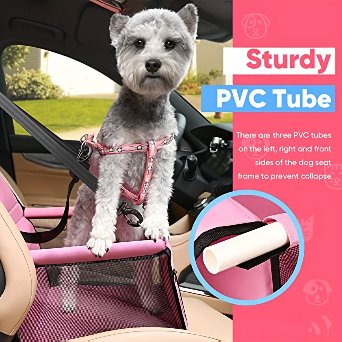 Safe Comfortable Pet Dog Booster Car Seat Clip Leash Perfect Temu