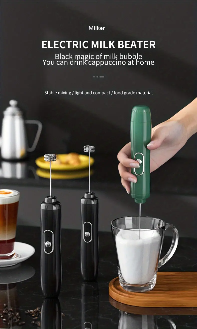 1pc milk foaming handheld coffee blender foam blender battery powered 3 speed electric mini hand aerator for latte cappuccino hot chocolate eggs details 0