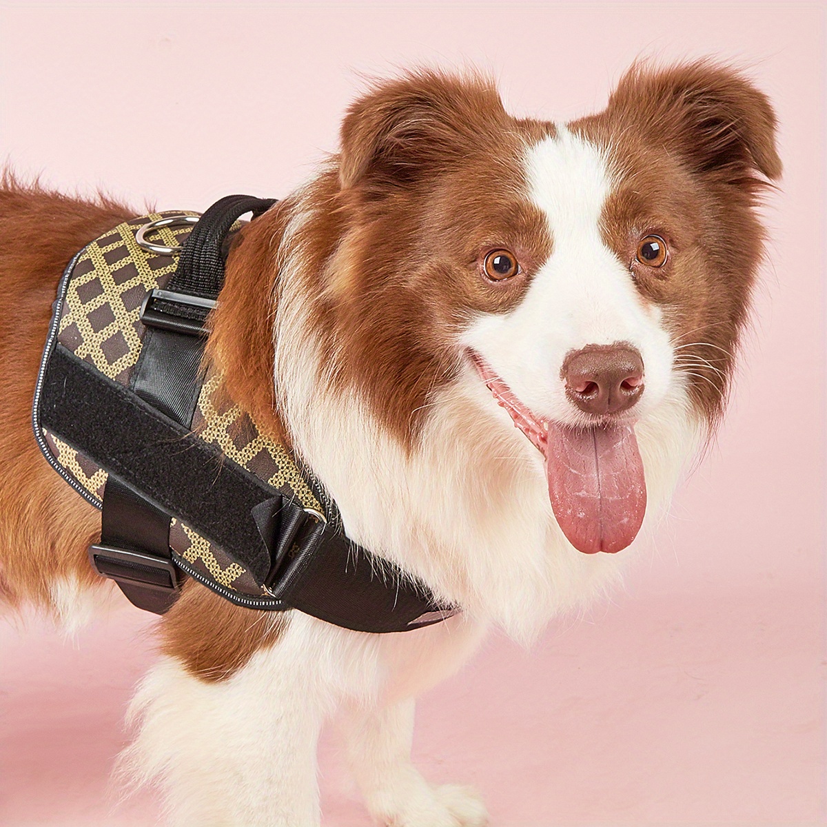 No Pull Dog Harness, Plaid Pet Harness With Name Patch, Dog Harness