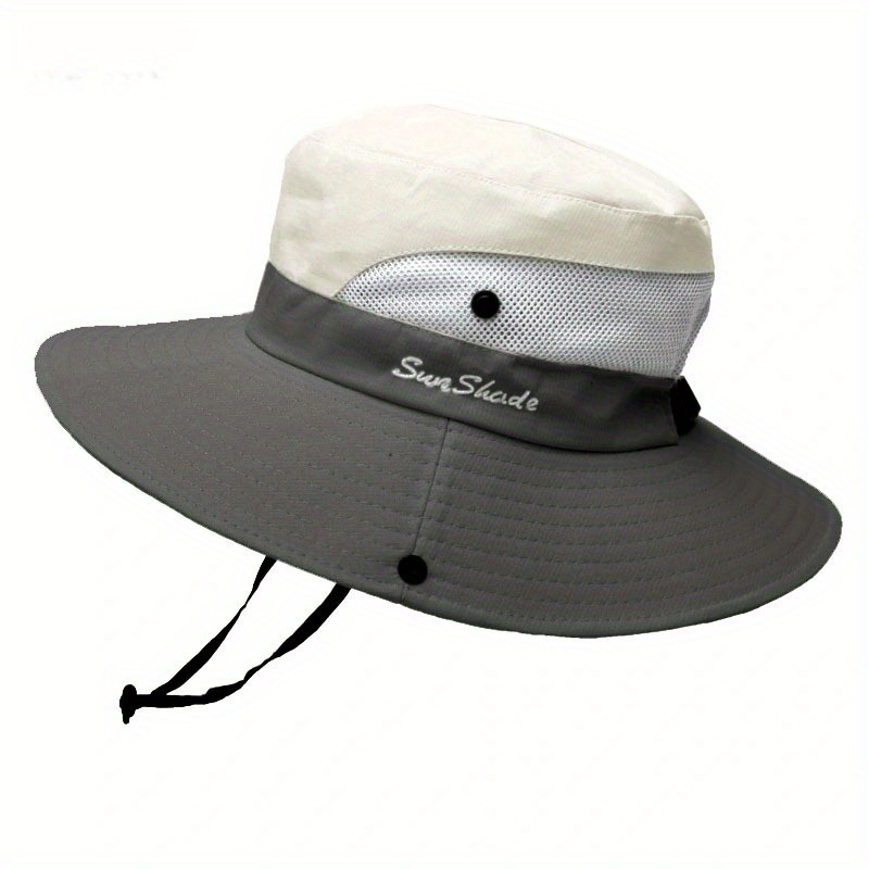 Men Sun Protection Hiking Fishing Cap Summer Adjustable Bucket Hat Outdoor  Wide Brim Headgear Mesh Breathable