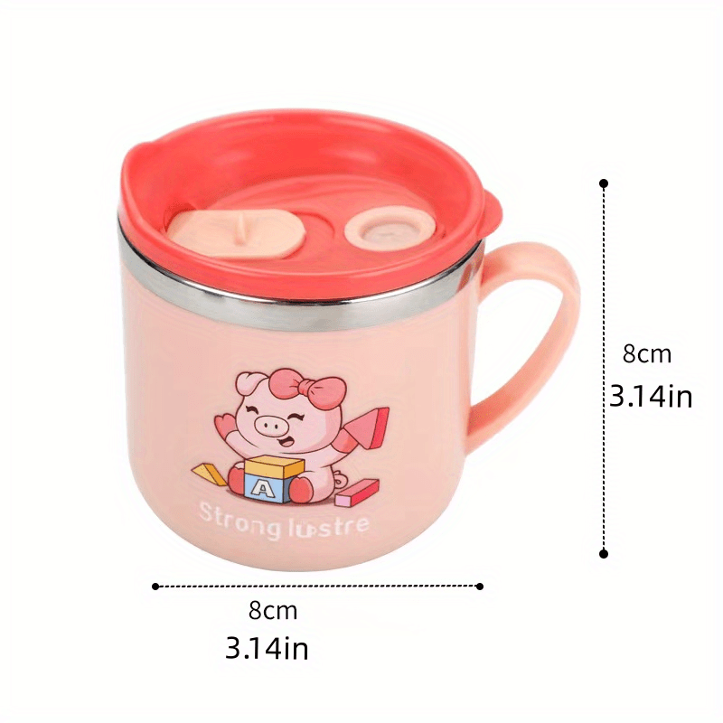 Children's straw insulated cup, learning drink cup, 316 stainless steel  water cup, student cartoon handle cup