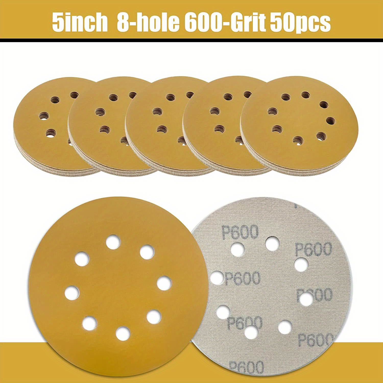 Sanding Discs Hook Loop 8 Holes Sandpaper Round Orbital - Temu