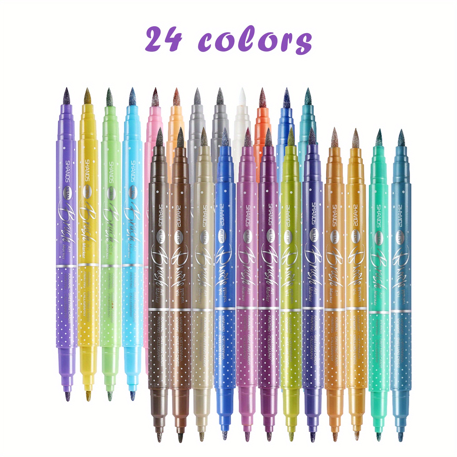 12pcs Dual Tip Brush Markers Pens:12 Colored Calligraphy Pens, Dual Tip  Markers For Adult Coloring Felt Tip Watercolor Pens For Books Drawing  Planner