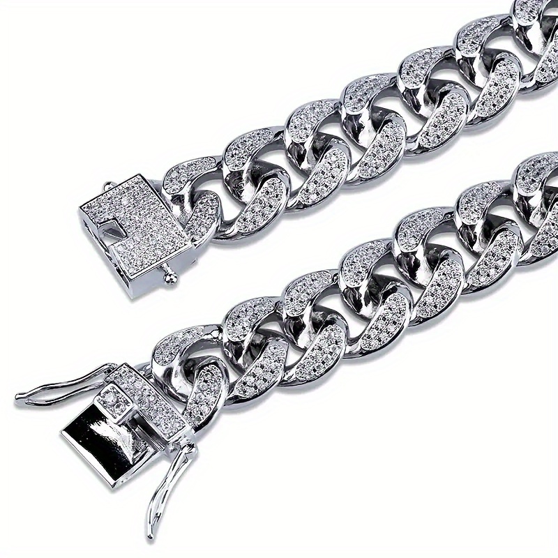 1pc 12mm hip hop chilled bracelet cuban chain zirconia mens charm bracelet details 4