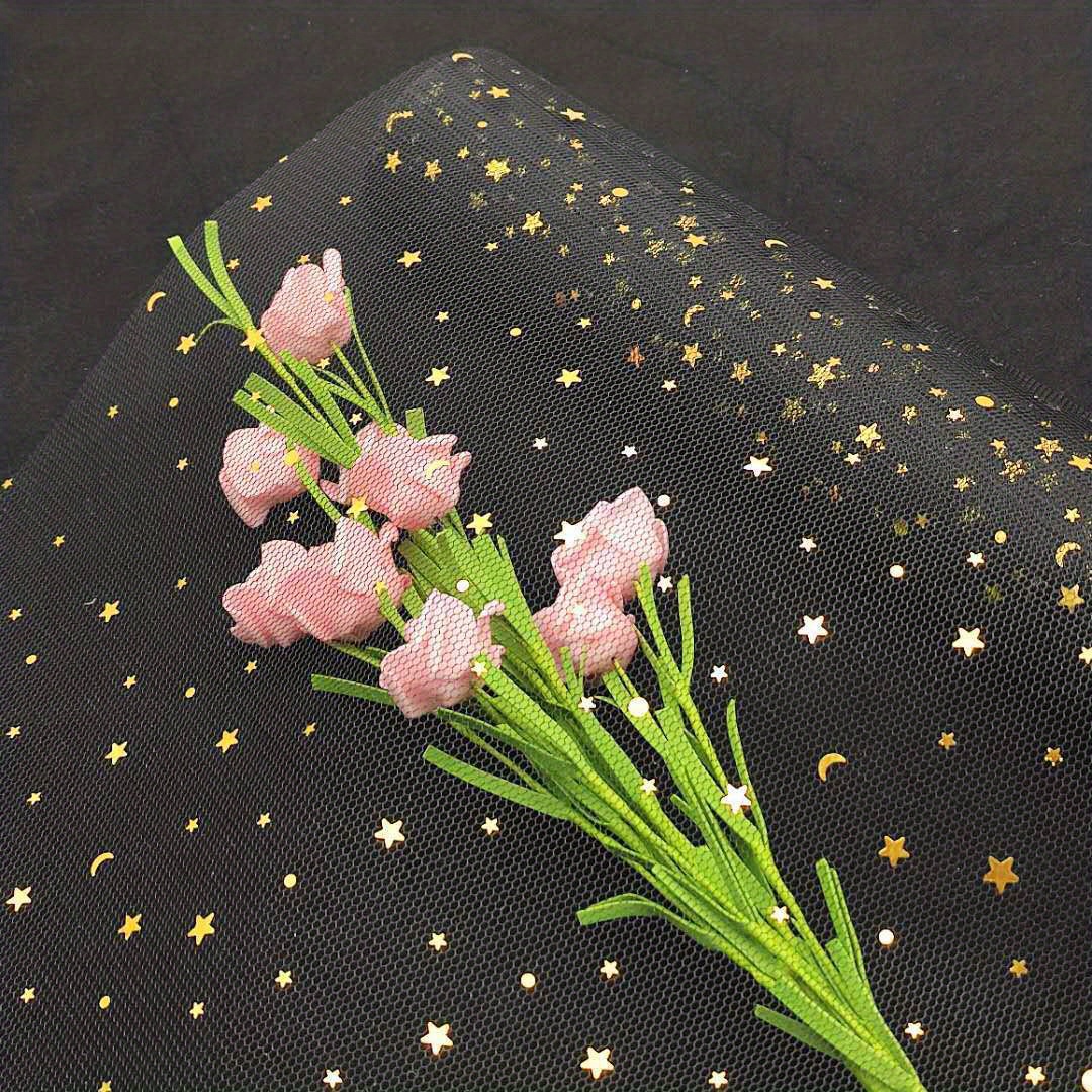 Dropship 1 Roll Foil Star Moon Gauze Flower Wrapping Paper Bouquet