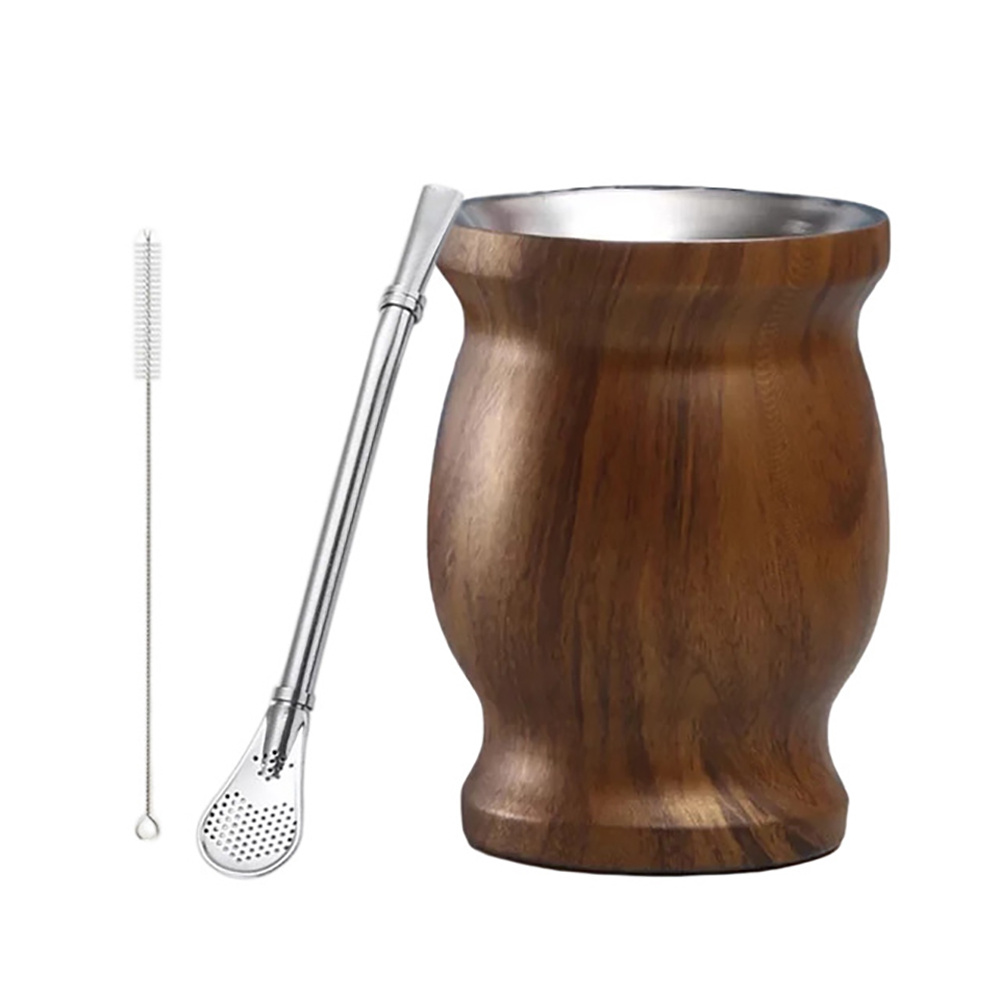 8Oz Yerba Mate Cup Set 18/8 Stainless Steel Modern Mate Cup with Bombilla  Mate Straw