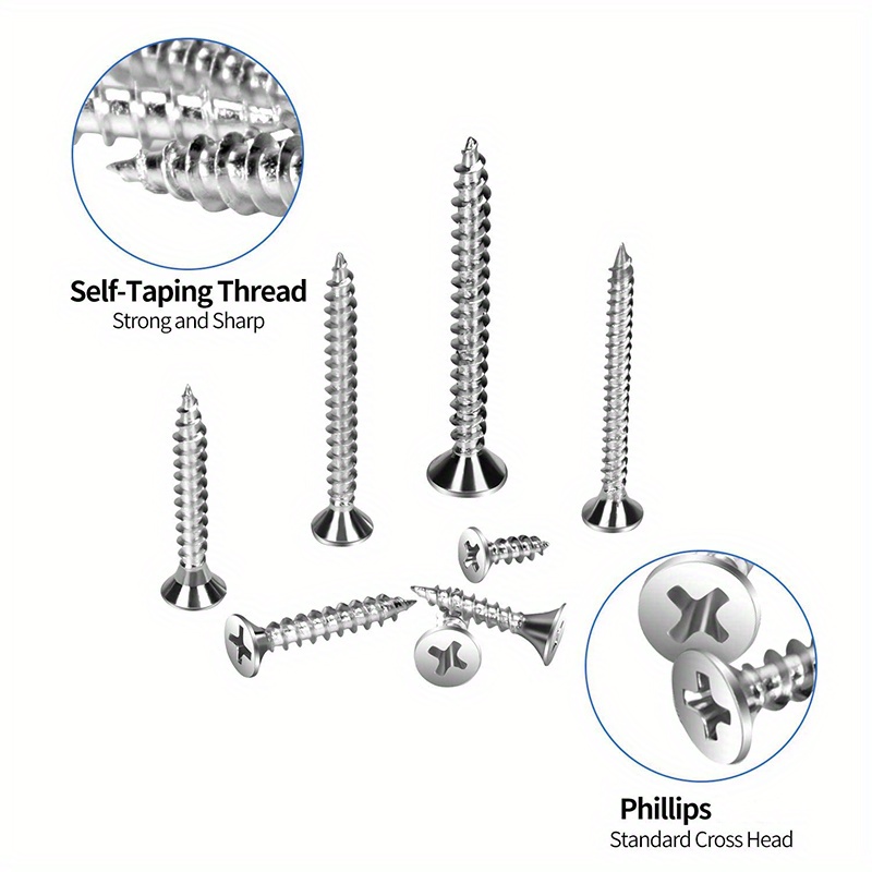 Wood Screw Assortment Set Phillips Point Wood Screws Screw Temu
