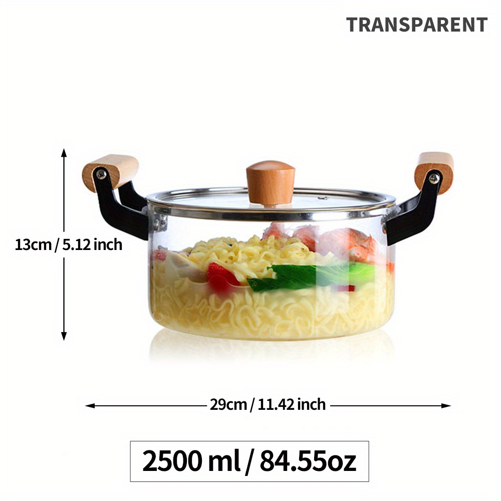 Food-grade Heat Resistant Glass Cooking Pot Clear Glass Soup Pot with Lid  for Stovetop Microwave Oven