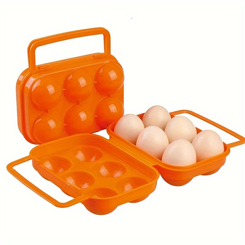 2PCS Portable 6 Eggs Plastic Container Holder Folding Storage Box