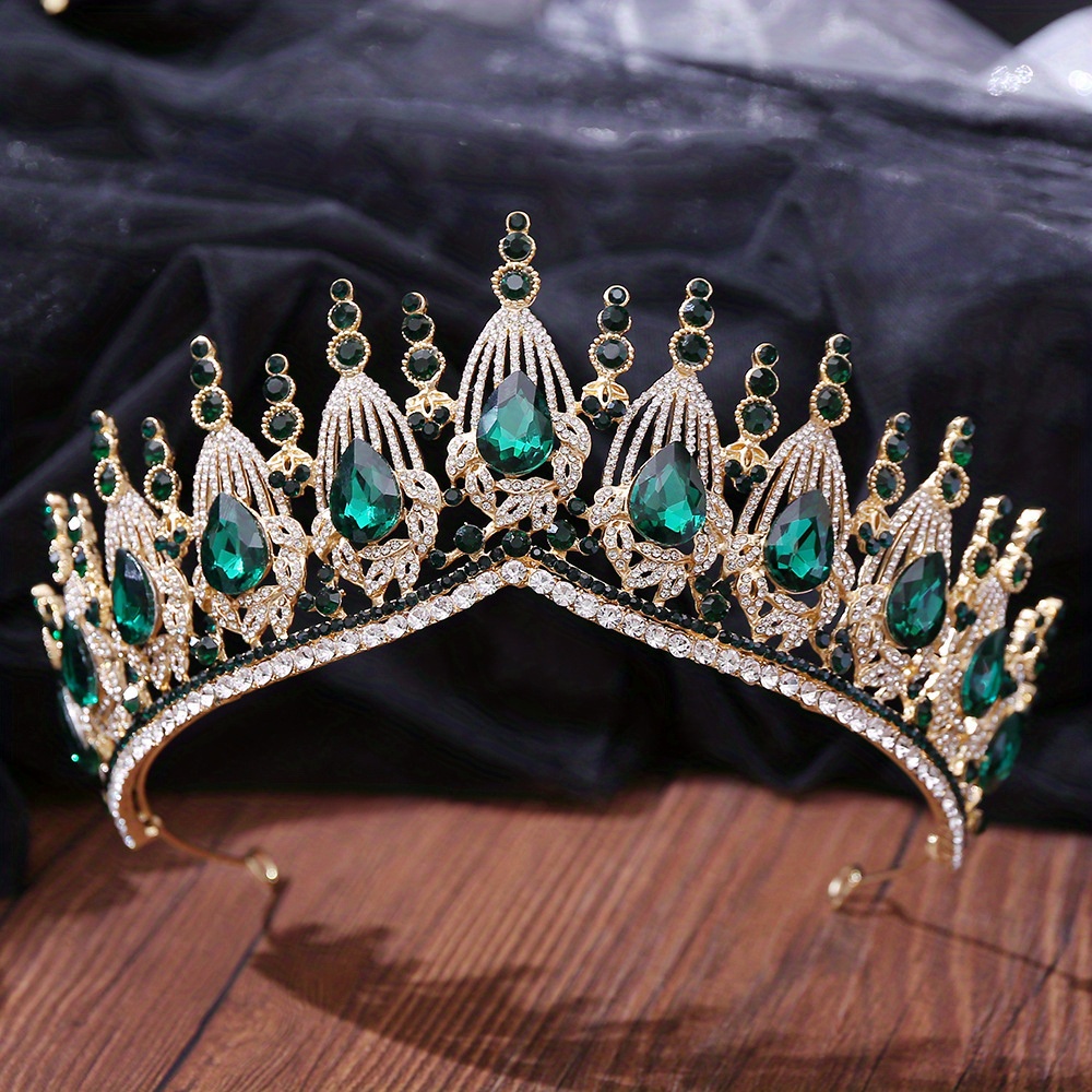 Baroque Style Rhinestone Crown Shiny Princess Bridal Tiara - Temu