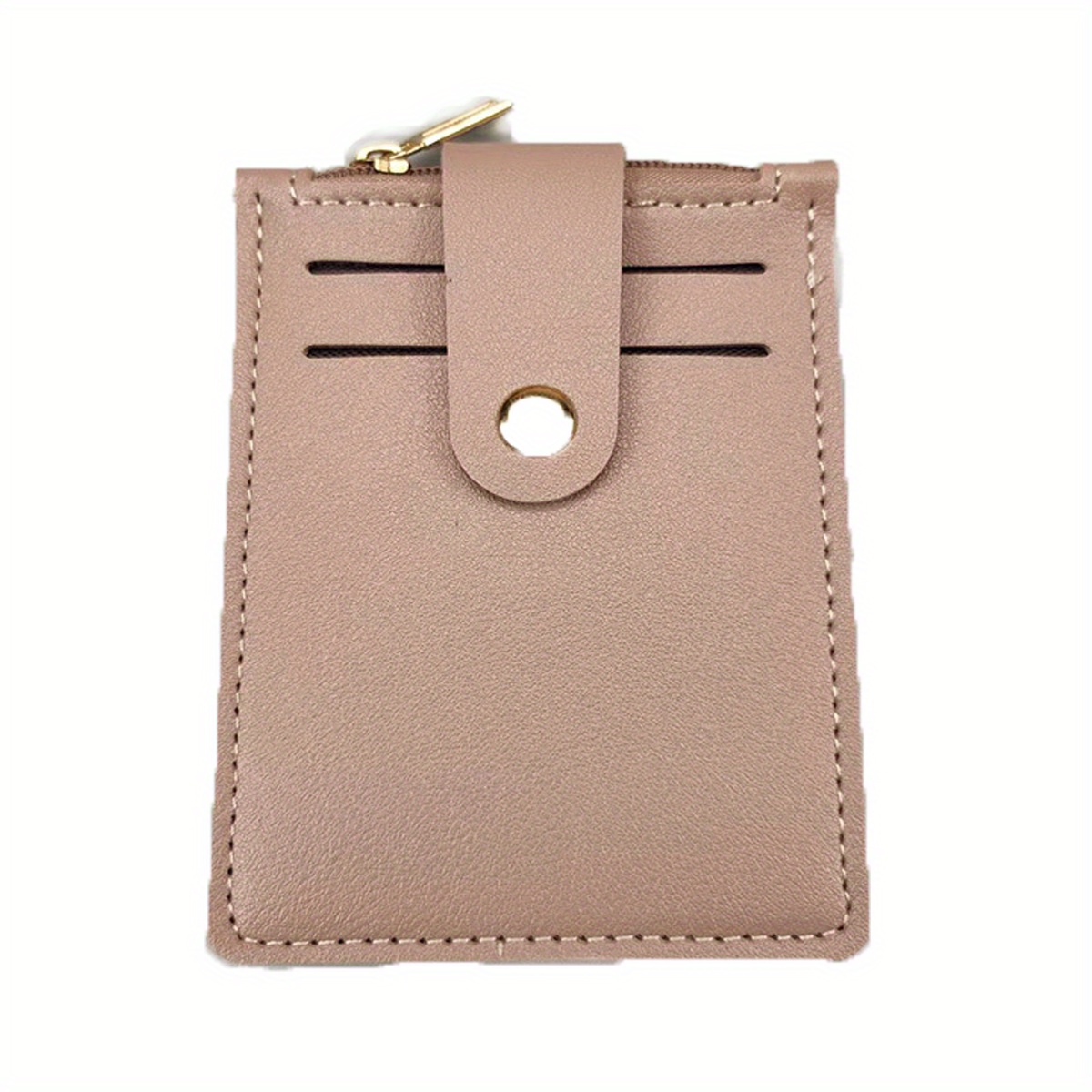 Men's Card Holder Zipper Coin Purse Snap Button Card Bag