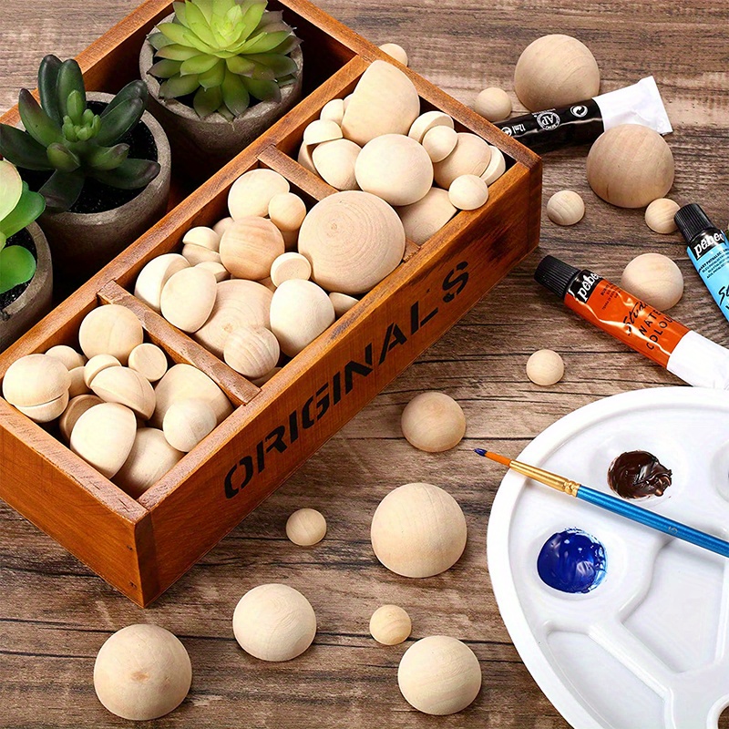  Sewroro 20pcs Hemisphere Wooden Beads Small Half Crafting Felt  Balls for Crafts Half Wooden Balls Mini Hemisphere Beads Loose Parts Play  Materials Half Craft Lotus Tree Child Semicircle