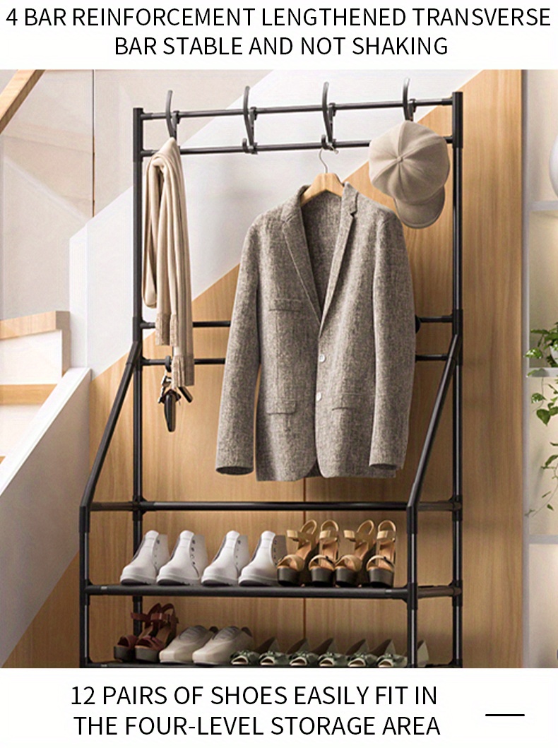 Multi-layer Freestanding Shoe And Hat Rack - Sturdy Metal Tube Structure  For Living Room, Entryway, Bathroom, And More - Organize Clothes, Coats,  And Hats With Ease - Temu