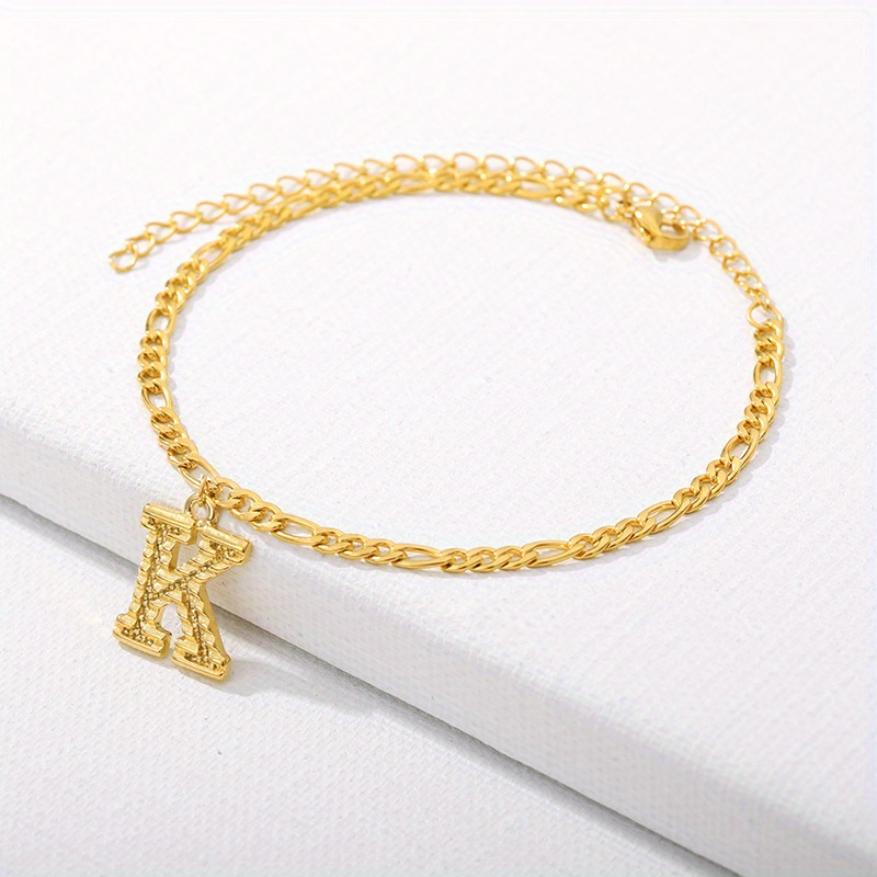 26 Letter Pendant Chain Anklet Vintage Simple Ankle Bracelet Sweet