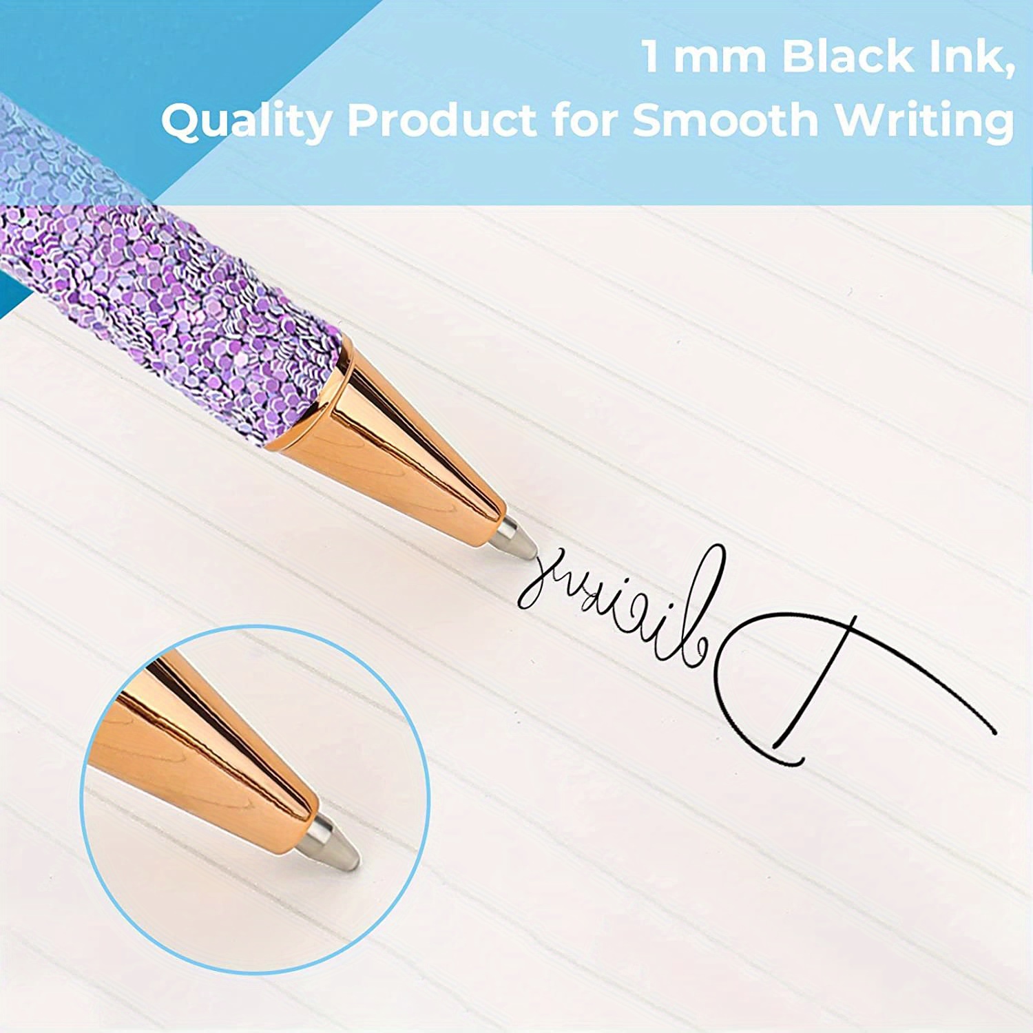 WY WENYUAN Cute Pens, Fine Point Smooth Writing Pens, Personalized Ballpoint  Pens Bulk, Flair Colorful Pens, Black Ink 1.0 mm Journaling Pen, Glitter  Pens Office Supplies For Women & Men, Note Taking 