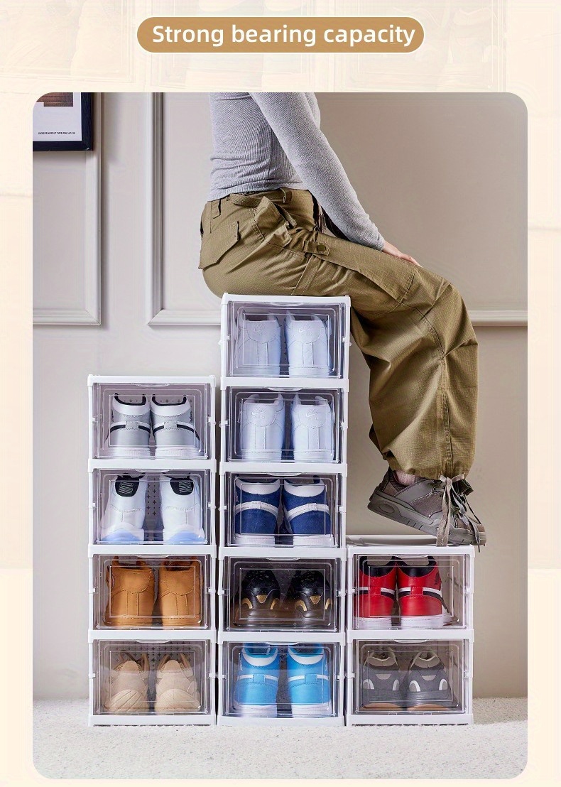 Scatola per scarpe trasparente organizzatori per scarpe pieghevoli a 3  strati scatola portaoggetti per scarpe antipolvere addensata scarpiera  combinata impilabile - AliExpress