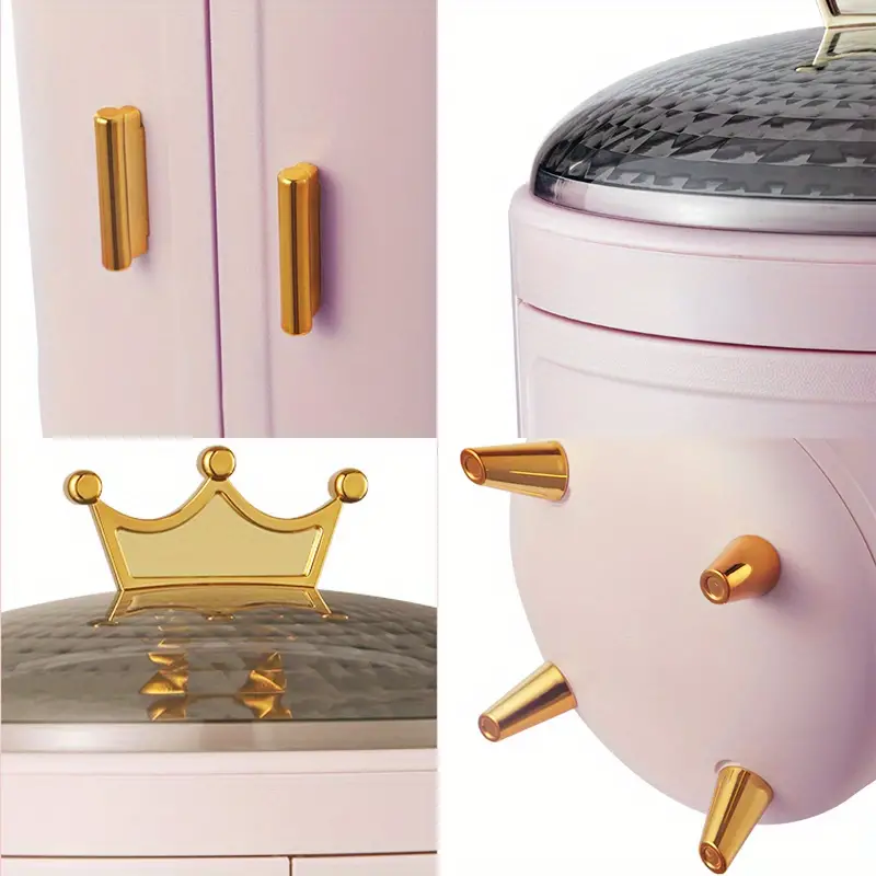1pc multi function organizer for bedroom bathroom rotating crown cosmetic jewelry storage box light luxury cosmetics shelf desktop dresser organizer details 8