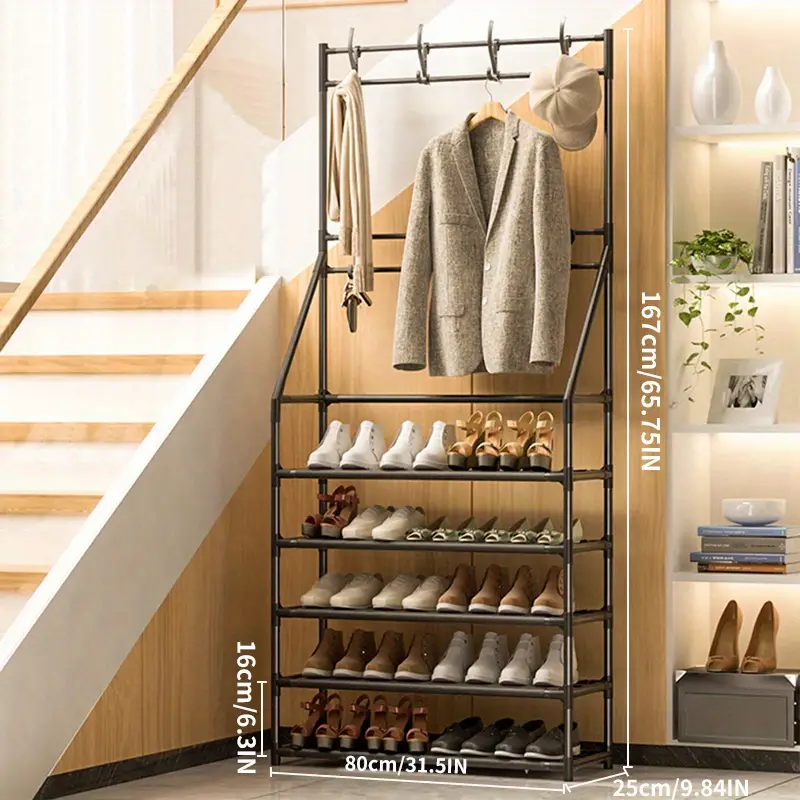Multi-layer Freestanding Shoe And Hat Rack - Sturdy Metal Tube Structure  For Living Room, Entryway, Bathroom, And More - Organize Clothes, Coats,  And Hats With Ease - Temu