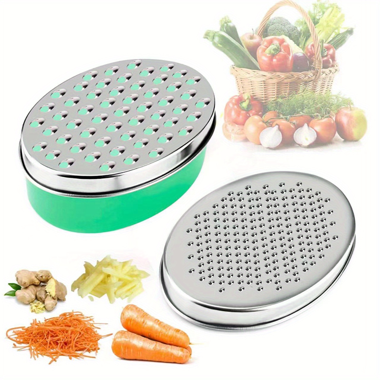 1pc Double-Sided Cheese Grater with Food Storage Container and Lid -  Efficiently Grate Fruits and Vegetables for Easy Preparation